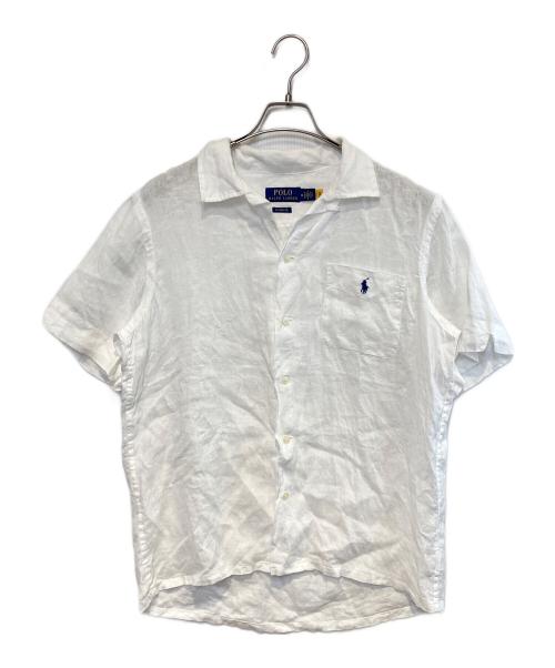 POLO RALPH LAUREN（ポロ・ラルフローレン）POLO RALPH LAUREN (ポロ・ラルフローレン) ポニー刺繍リネンS/Sシャツ ホワイト サイズ:Mの古着・服飾アイテム