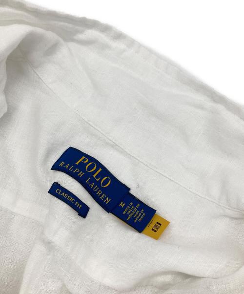 POLO RALPH LAUREN（ポロ・ラルフローレン）POLO RALPH LAUREN (ポロ・ラルフローレン) ポニー刺繍リネンS/Sシャツ ホワイト サイズ:Mの古着・服飾アイテム