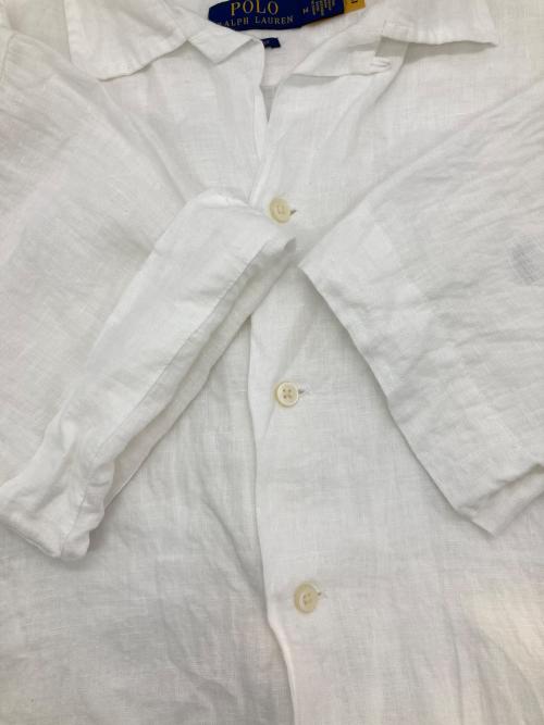 POLO RALPH LAUREN（ポロ・ラルフローレン）POLO RALPH LAUREN (ポロ・ラルフローレン) ポニー刺繍リネンS/Sシャツ ホワイト サイズ:Mの古着・服飾アイテム