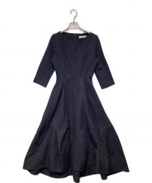 L'AUBE BLANC（ローブ ブラン）の古着「KeyneckJacquardDress」｜ネイビー