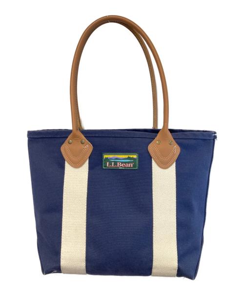 L.L.Bean（エルエルビーン）L.L.Bean (エルエルビーン) Classic Leather Handle Katahdin Boat and Tote ネイビー×ホワイトの古着・服飾アイテム
