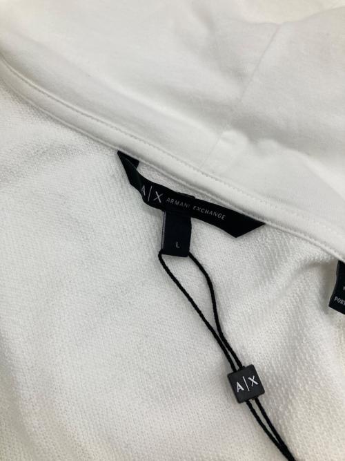ARMANI EXCHANGE（アルマーニ エクスチェンジ）ARMANI EXCHANGE (アルマーニ エクスチェンジ) ロゴ刺繍フーディー ホワイト サイズ:Lの古着・服飾アイテム