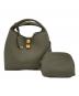 中古・古着 CHARLES & KEITH (チャールズアンドキース) チャンスメタリックアクセントバケットバッグ ディープオリーブ：11000円