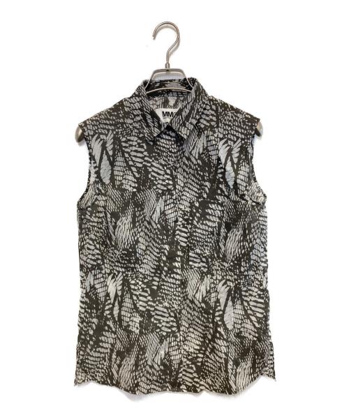 MM6 Maison Margiela（エムエムシックスメゾンマルジェラ）MM6 Maison Margiela (エムエムシックスメゾンマルジェラ) ノースリーブシアーシャツブラウス チャコールグレー サイズ:42の古着・服飾アイテム