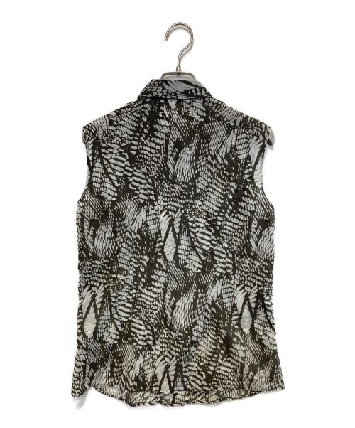 MM6 Maison Margiela（エムエムシックスメゾンマルジェラ）MM6 Maison Margiela (エムエムシックスメゾンマルジェラ) ノースリーブシアーシャツブラウス チャコールグレー サイズ:42の古着・服飾アイテム