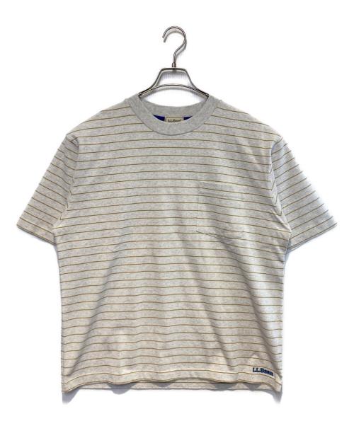 L.L.Bean（エルエルビーン）L.L.Bean (エルエルビーン) Union Short-Sleeve Striped Tee ライトグレー×ベージュ サイズ:M 未使用品の古着・服飾アイテム