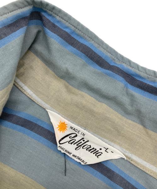MADE IN CALIFORNIA（メイドインカリフォルニア）MADE IN CALIFORNIA (メイドインカリフォルニア) ［古着］オープンカラーL/Sシャツ ベージュ×ネイビー サイズ:Lの古着・服飾アイテム