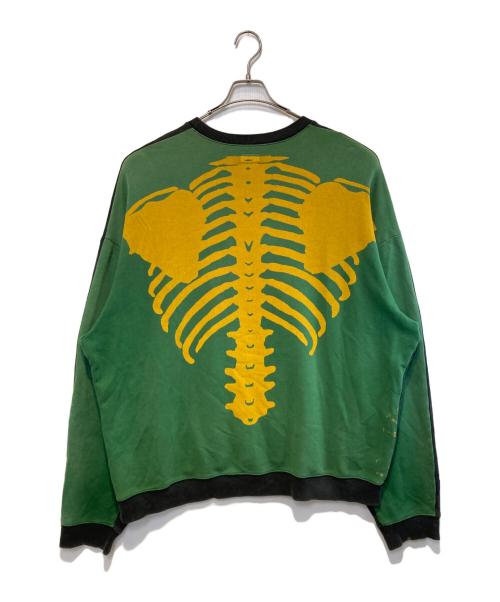 KAPITAL（キャピタル）KAPITAL (キャピタル) KOUNTRY 裏毛2TONE BONE SWEAT ブラック×グリーン サイズ:Freeの古着・服飾アイテム