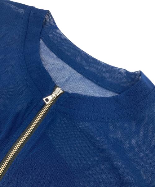 TEEE（ティー）TEEE (ティー) フリル使いチュール ジップブルゾン ブルー サイズ:38の古着・服飾アイテム