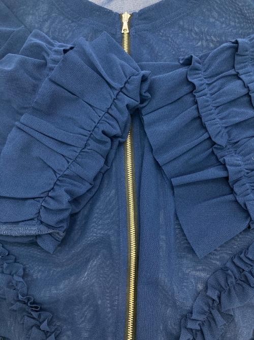 TEEE（ティー）TEEE (ティー) フリル使いチュール ジップブルゾン ブルー サイズ:38の古着・服飾アイテム