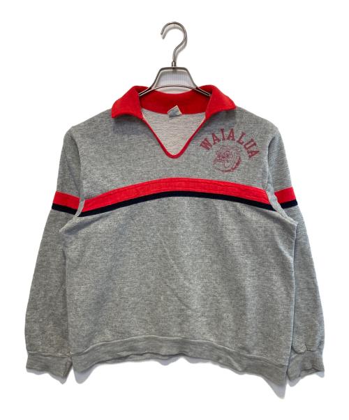 Champion（チャンピオン）Champion (チャンピオン) ［古着］ポロカラースウェット グレー×レッド サイズ:Lの古着・服飾アイテム