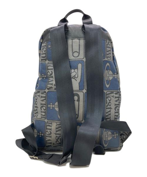 Vivienne Westwood（ヴィヴィアンウエストウッド）Vivienne Westwood (ヴィヴィアンウエストウッド) オーブプリントリュック グレー×ネイビーの古着・服飾アイテム