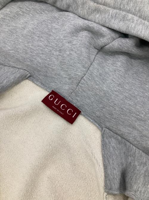 GUCCI（グッチ）GUCCI (グッチ) Embroidered Logo Hoodie グレー サイズ:Mの古着・服飾アイテム