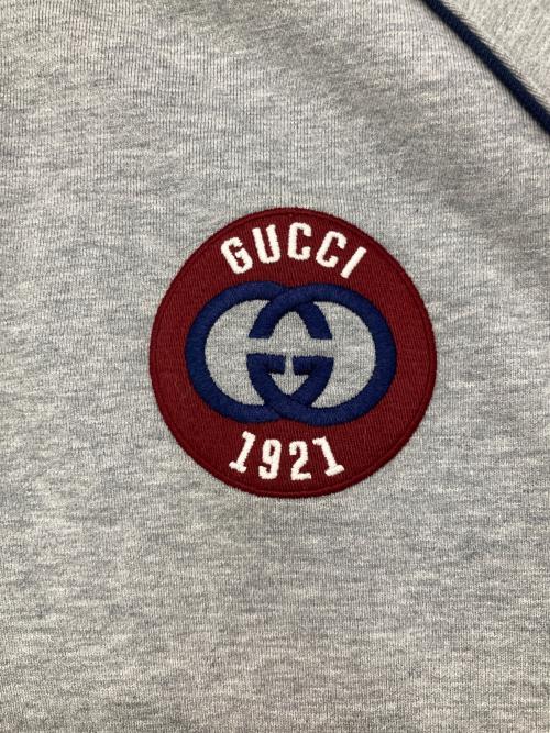 GUCCI（グッチ）GUCCI (グッチ) Embroidered Logo Hoodie グレー サイズ:Mの古着・服飾アイテム