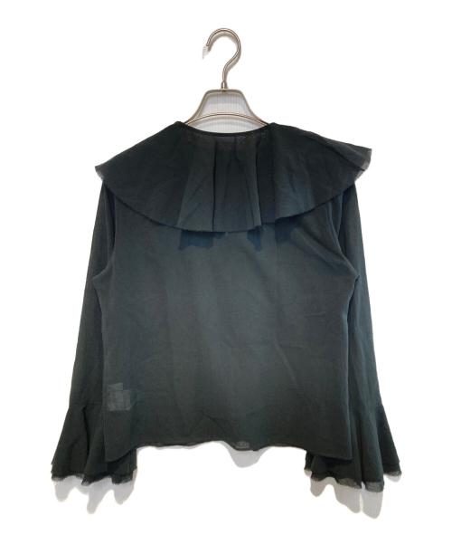 MACPHEE（マカフィー）MACPHEE (マカフィー) コットンボイル フリルカラーブラウス ブラック サイズ:36の古着・服飾アイテム