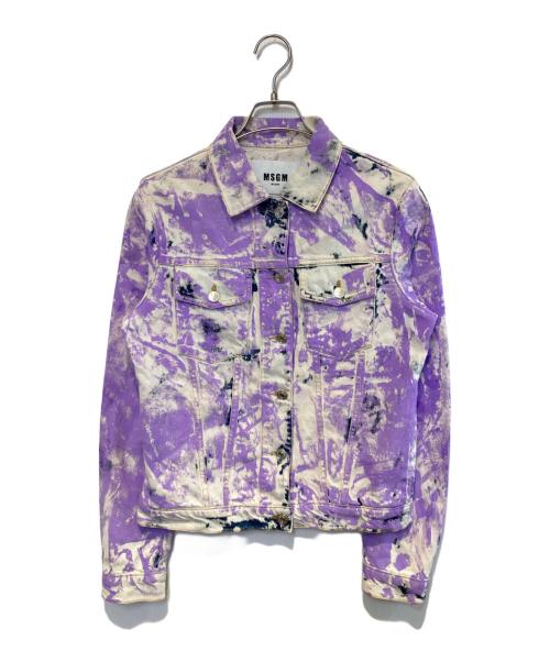 MSGM（エムエスジーエム）MSGM (エムエスジーエム) ペイントデニムジャケット パープル サイズ:Mの古着・服飾アイテム