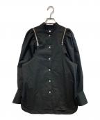 CINOHチノ）の古着「SUPIMA C/PE/PU PUFF SHOULDER SHIRT」｜ブラック