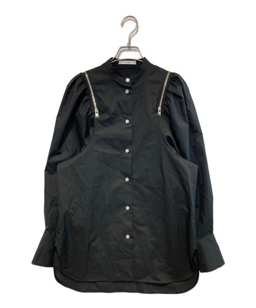 CINOH（チノ）CINOH (チノ) SUPIMA C/PE/PU PUFF SHOULDER SHIRT ブラック サイズ:Sの古着・服飾アイテム