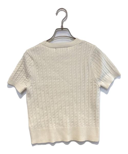 MARY QUANT（マリークヮント）MARY QUANT (マリークヮント) デイジーワンポイントショートスリーブニット ベージュ サイズ:Mの古着・服飾アイテム