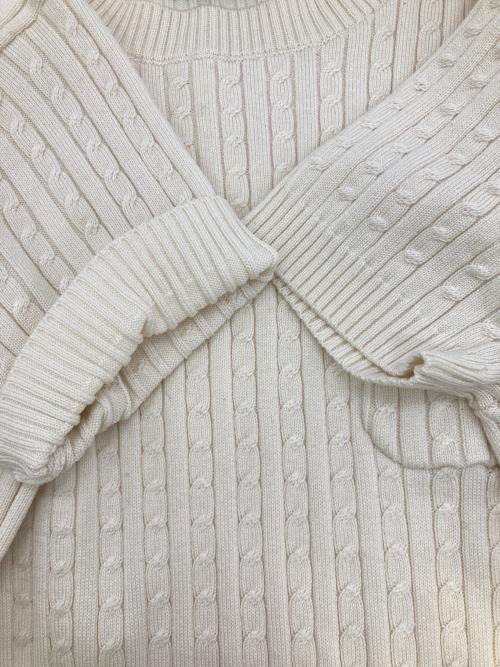 MARY QUANT（マリークヮント）MARY QUANT (マリークヮント) デイジーワンポイントショートスリーブニット ベージュ サイズ:Mの古着・服飾アイテム