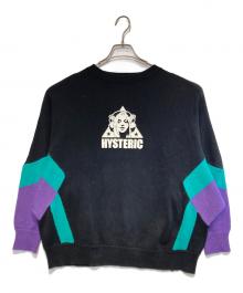 Hysteric Glamour（ヒステリックグラマー）の古着「TRIANGLE WOMANプルオーバーニット」｜ブラック×パープル