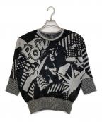 Hysteric Glamourヒステリックグラマー）の古着「POW HYSTERICジャカード プルオーバー」｜ブラック×シルバー