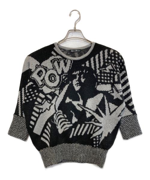 Hysteric Glamour（ヒステリックグラマー）Hysteric Glamour (ヒステリックグラマー) POW HYSTERICジャカード プルオーバー ブラック×シルバー サイズ:Freeの古着・服飾アイテム