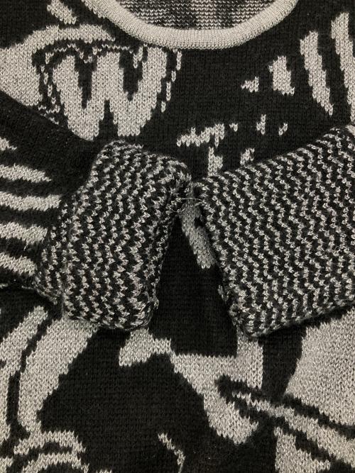 Hysteric Glamour（ヒステリックグラマー）Hysteric Glamour (ヒステリックグラマー) POW HYSTERICジャカード プルオーバー ブラック×シルバー サイズ:Freeの古着・服飾アイテム