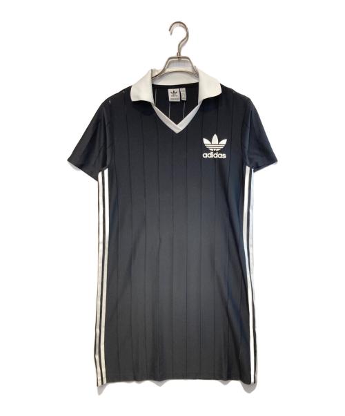 adidas（アディダス）adidas (アディダス) アディカラー スリーストライプス ピンストライプワンピース ブラック サイズ:XLの古着・服飾アイテム