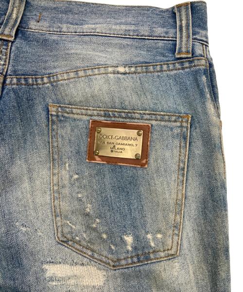 DOLCE & GABBANA（ドルチェ＆ガッバーナ）DOLCE & GABBANA (ドルチェ＆ガッバーナ) ダメージ加工ローライズデニムパンツ インディゴ サイズ:44の古着・服飾アイテム