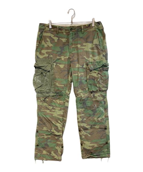 Denim & Supply Ralph Lauren（デニム＆サプライ ラルフローレン）Denim & Supply Ralph Lauren (デニム＆サプライ ラルフローレン) ペイントコットンリップストップカーゴパンツ オリーブ×ブラウン サイズ:34×32の古着・服飾アイテム