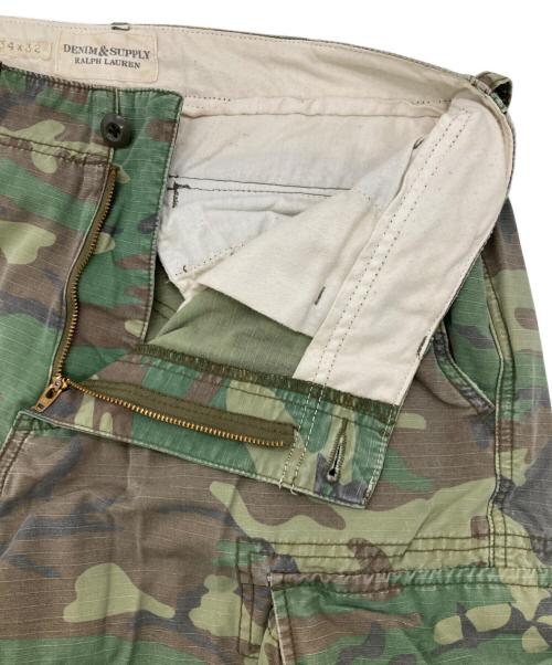 Denim & Supply Ralph Lauren（デニム＆サプライ ラルフローレン）Denim & Supply Ralph Lauren (デニム＆サプライ ラルフローレン) ペイントコットンリップストップカーゴパンツ オリーブ×ブラウン サイズ:34×32の古着・服飾アイテム