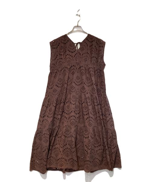B:MING by BEAMS（ビーミングバイビームス）B:MING by BEAMS (ビーミングバイビームス) カットワークノースリーブワンピース ブラウン サイズ:Sの古着・服飾アイテム