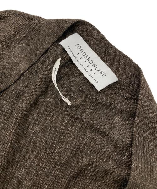 TOMORROW LAND（トゥモローランド）TOMORROW LAND (トゥモローランド) ティントリネンVネックカーディガン ブラウン サイズ:Lの古着・服飾アイテム