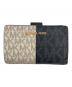 MICHAEL KORS（マイケルコース）の古着「JET SET TRAVELツートーンビルフォールドジップ コンパクト ウォレット ミディアム」｜ブラック×ホワイト