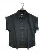 MARGARET HOWELLマーガレットハウエル）の古着「SHIRTING LINEN II CUFFED COLLARED SHIRTS」｜ブラック