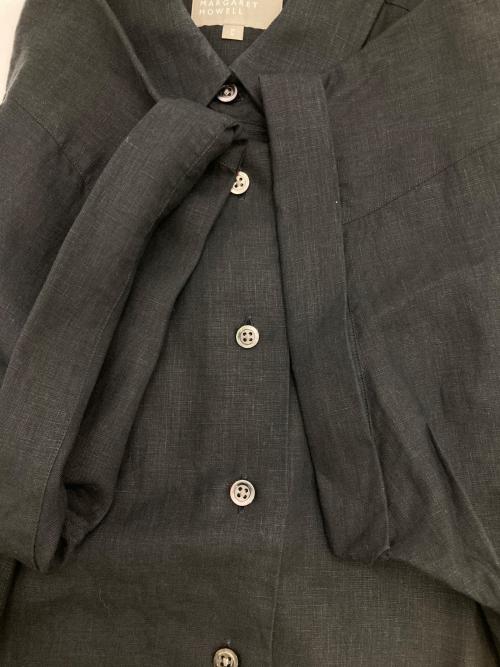 MARGARET HOWELL（マーガレットハウエル）MARGARET HOWELL (マーガレットハウエル) SHIRTING LINEN II CUFFED COLLARED SHIRTS ブラック サイズ:2の古着・服飾アイテム
