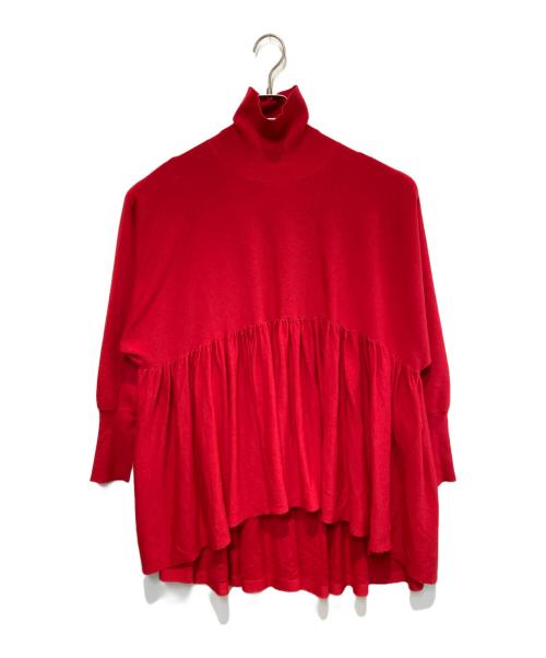 Curensology（カレンソロジー）Curensology (カレンソロジー) ハイネックギャザーニット レッド サイズ:Freeの古着・服飾アイテム
