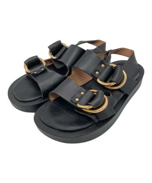 Caminando（カミナンド）Caminando (カミナンド) DOUBLE RING PLATFORM SANDALS ブラック サイズ:7の古着・服飾アイテム