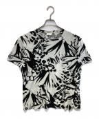 Saint Laurent Parisサンローランパリ）の古着「ジャングルフラワープリントカットソー」｜ブラック×ホワイト
