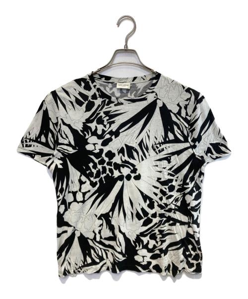 Saint Laurent Paris（サンローランパリ）Saint Laurent Paris (サンローランパリ) ジャングルフラワープリントカットソー ブラック×ホワイト サイズ:XSの古着・服飾アイテム