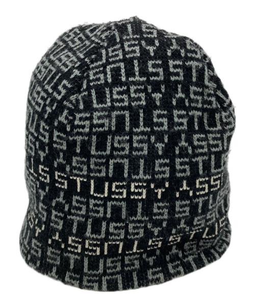 stussy（ステューシー）stussy (ステューシー) モノグラムジャガードビーニー ブラックの古着・服飾アイテム
