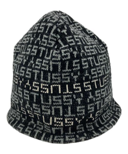 stussy（ステューシー）stussy (ステューシー) モノグラムジャガードビーニー ブラックの古着・服飾アイテム