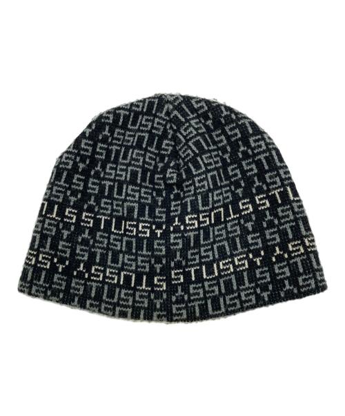 stussy（ステューシー）stussy (ステューシー) モノグラムジャガードビーニー ブラックの古着・服飾アイテム