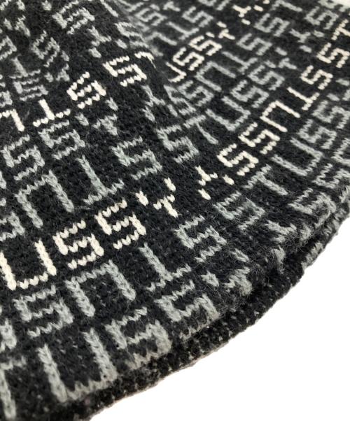 stussy（ステューシー）stussy (ステューシー) モノグラムジャガードビーニー ブラックの古着・服飾アイテム