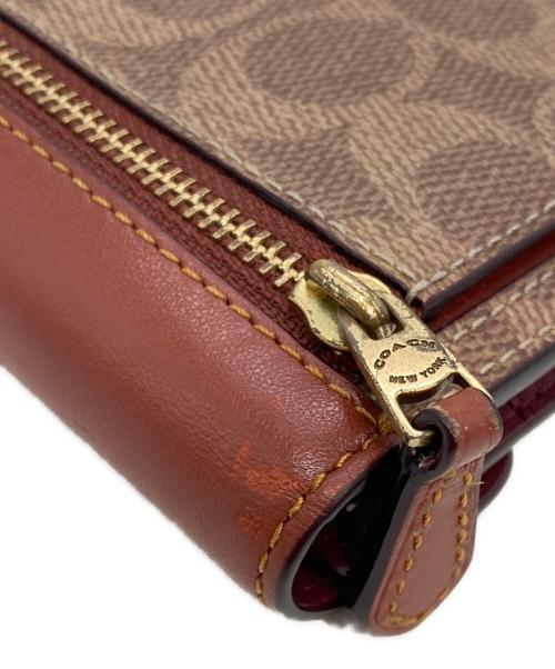 COACH（コーチ）COACH (コーチ) ウィン スモール ウォレット カラーブロック シグネチャー キャンバス ブラウンの古着・服飾アイテム