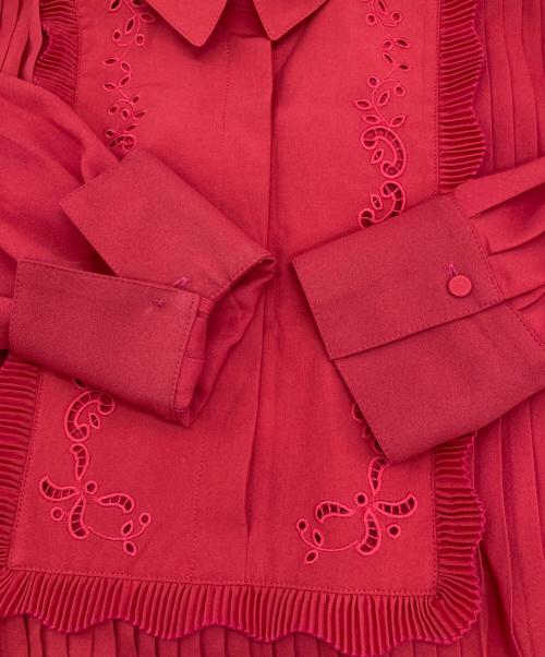 CELFORD（セルフォード）CELFORD (セルフォード) Aラインプリーツワンピース レッド サイズ:38の古着・服飾アイテム