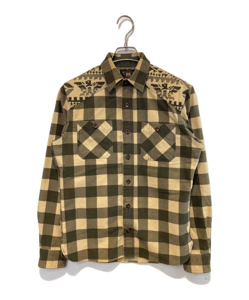 RRL（ダブルアールエル）RRL (ダブルアールエル) サンダーバードジャガードチェックシャツ グレー×ベージュ サイズ:XSの古着・服飾アイテム