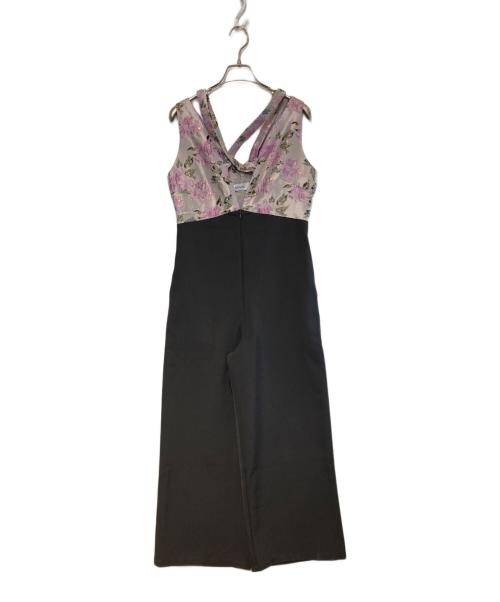 sahara（サハラ）sahara (サハラ) Cross Neck Jacquard Jumpsuits ブラック サイズ:Free 未使用品の古着・服飾アイテム