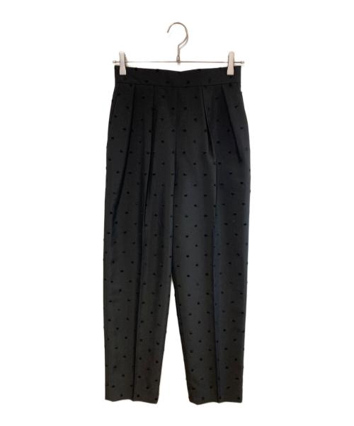 NOLLEY'S（ノーリーズ）NOLLEY'S (ノーリーズ) ウォッシャブルドットツッキリツータックテーパードパンツ ブラック サイズ:38 未使用品の古着・服飾アイテム